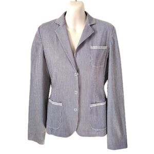 Tahari Reversible Reese Navy Pinstripe Blazer